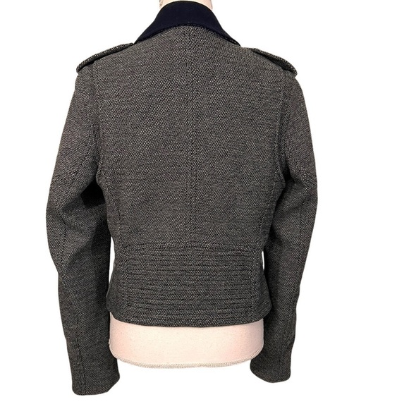 Theory Wool Combo Adashi K Moto Jacket Black & Grey Collared Full Zip Large - Picture 6 of 10